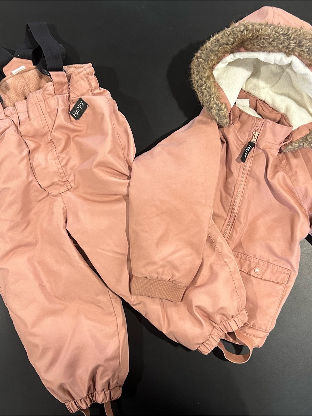 H&M Dusty Pink Kids Snow Overalls Set